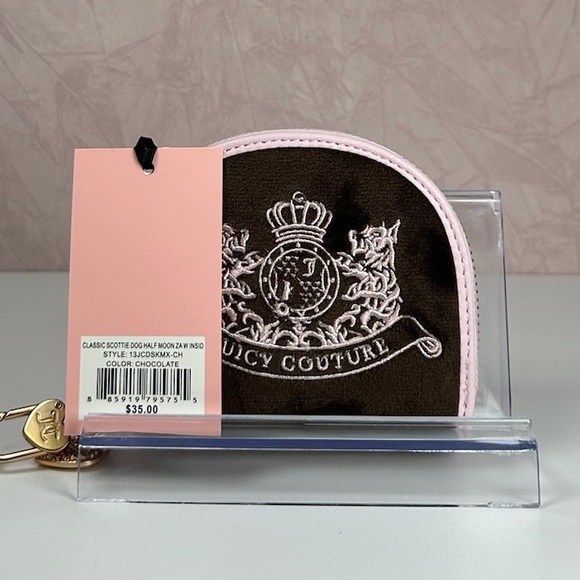 Juicy Couture Classic Scottie Dog Half Moon Zip Around Wallet - Picture 2 of 8